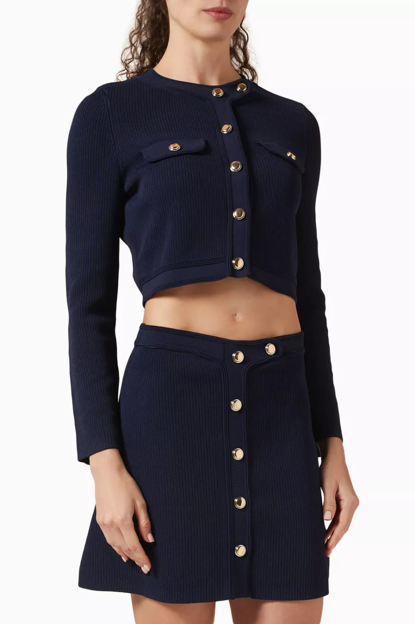 Claudie Crop Rib Cardigan in Viscose Blend