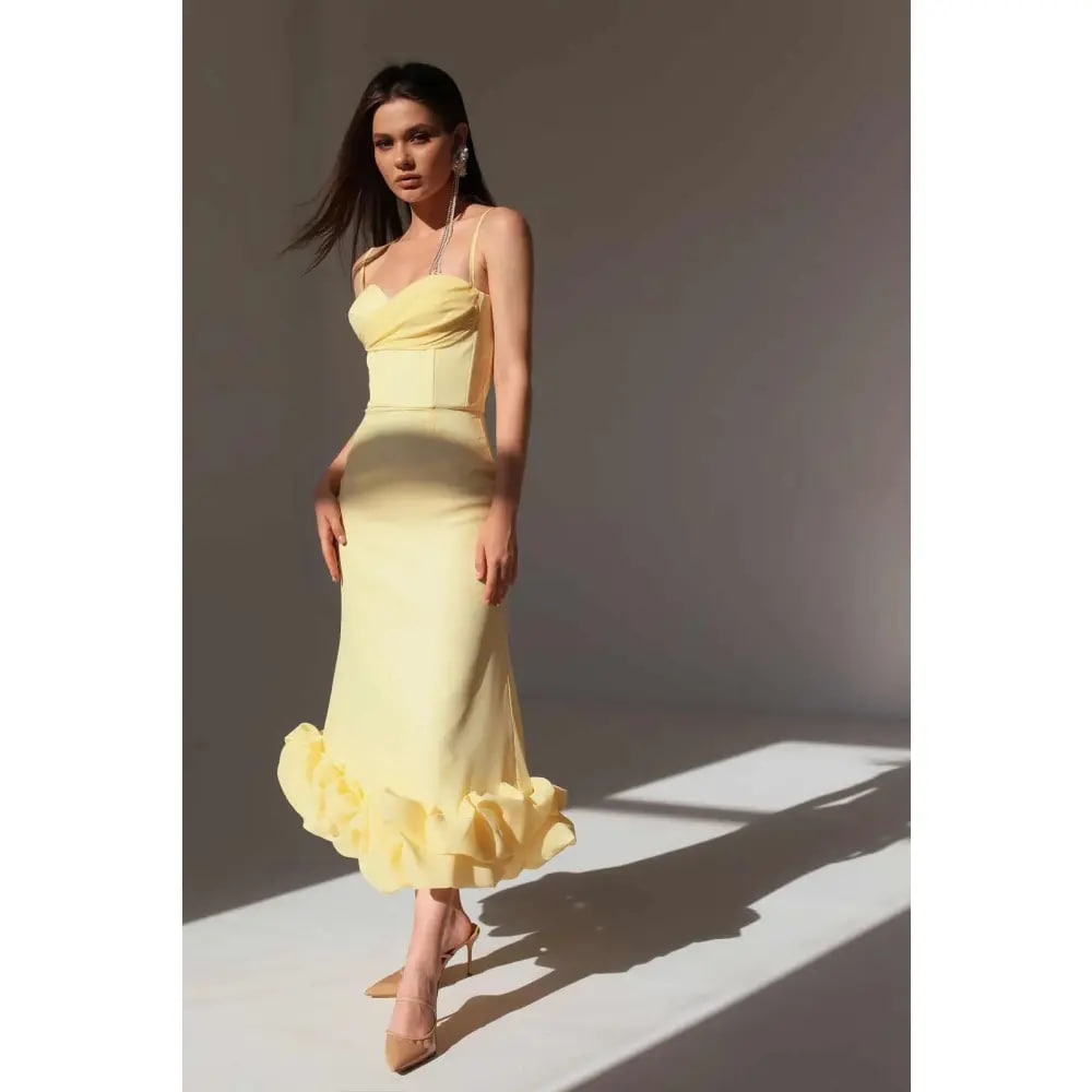 Dress Bustier Draped Bodice Bottom Flounced