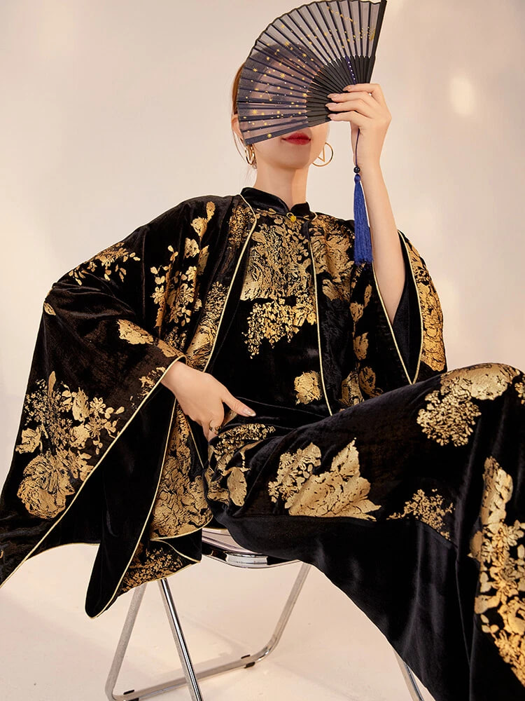 Print Cloak Dress Two-piece Set