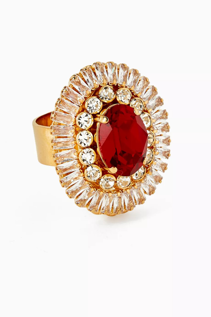 Crystal Cluster Ring in Gold-plated Brass
