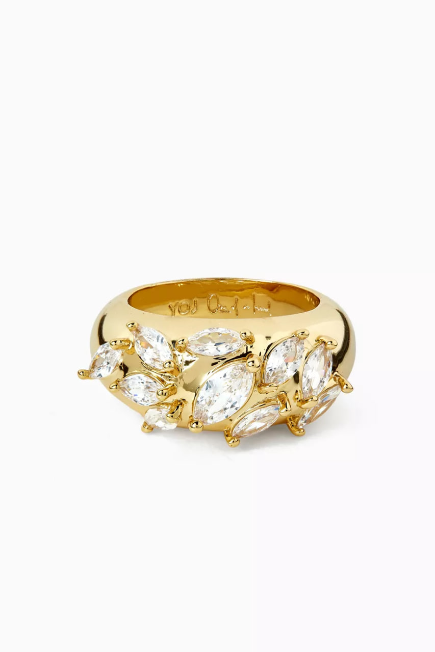 Mirage Crystal Band Ring in 18kt Gold-plated Metal