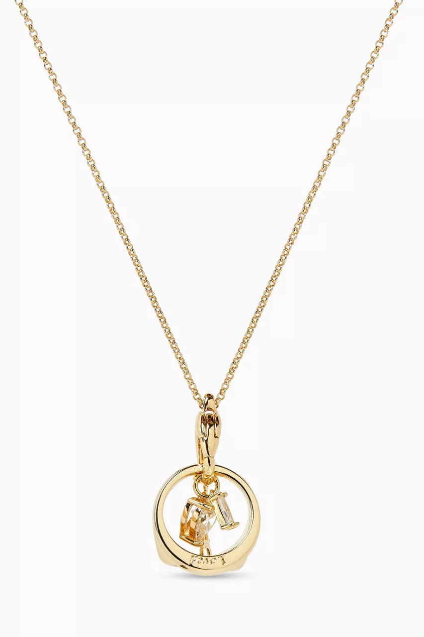 Charm & Ring Pendant Necklace in Brass