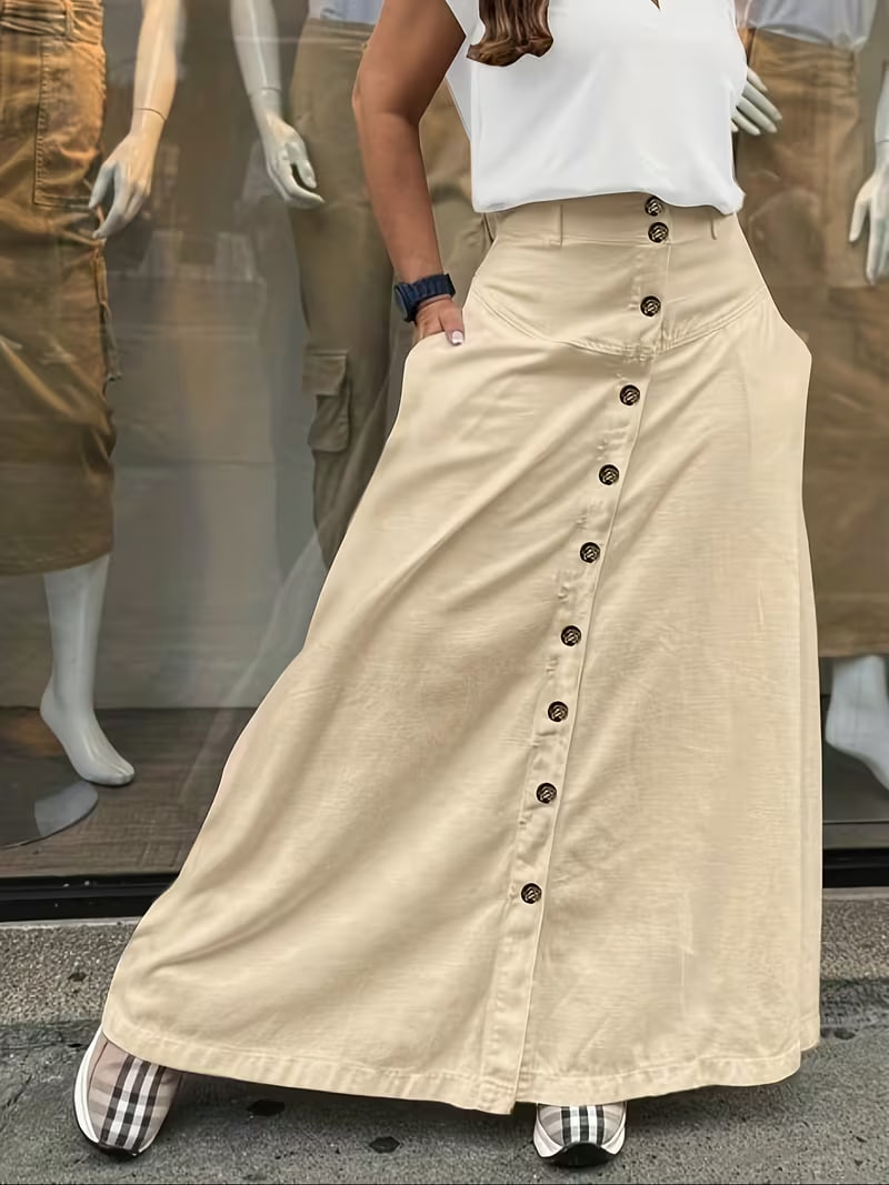 Women'S Elegant Solid Color High-Waisted Mid-Length Half Skirt