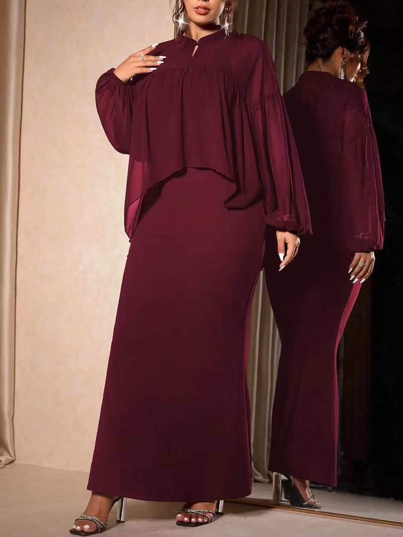 2026 Women'S Fashionable Commuter Elegant Top with Cami Dress Two-Piece Set