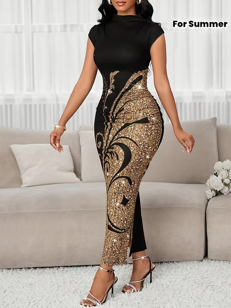 Directional Elegant Spring Summer Festive Gathering Party High-Neck