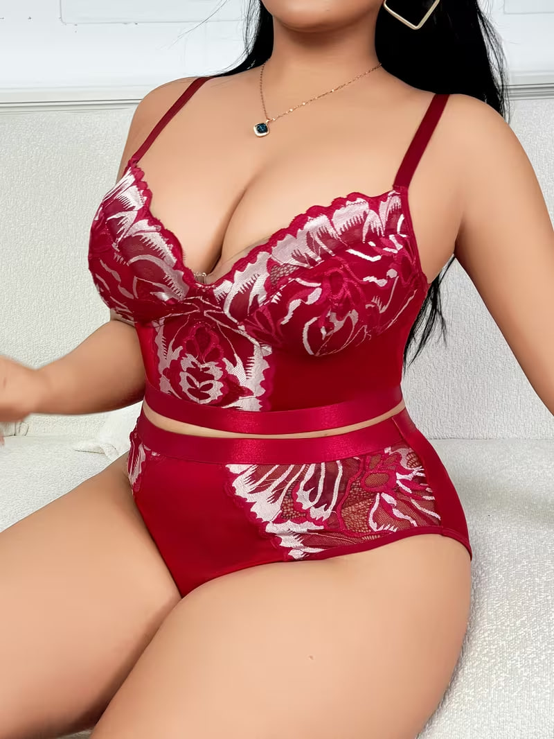 2pcs Elegant Red Undergarment Suite