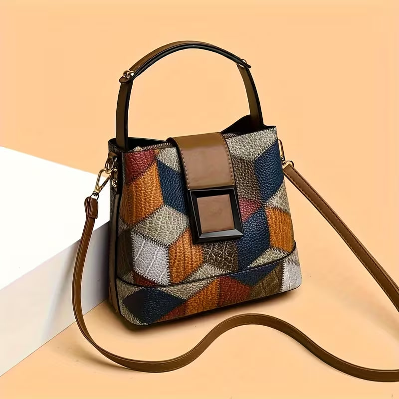 Elegant Solid Bucket Bag with Adjustable Shoulder Strap 