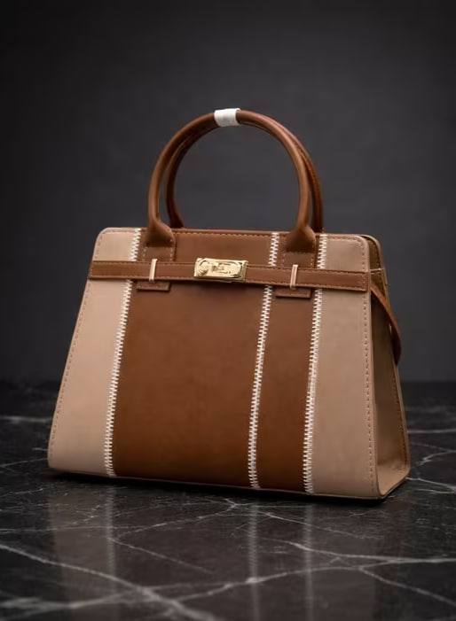 Elegant Color Block Top Handle Handbag for Women