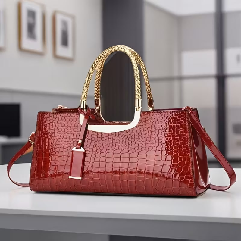 Elegant Evening Clutch, with Golden-tone Hardware and Detachable Shoulder Strap 