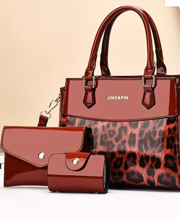 3pcs Women's Bag Set: High-End Leopard Print Tote, Fashionable Handbag with Matching Wallet and Card Holder
