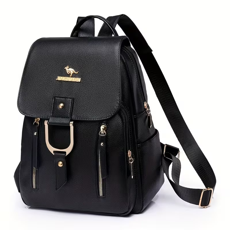 A Minimalist Solid Color Large Capacity PU Backpack, Featuring Multiple Pockets, Suitable for Women for Daily Casual Travel, Commuting, And School Use