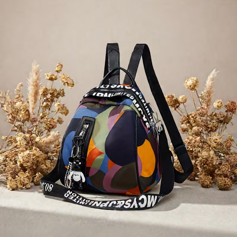 Fashionable Black Nylon Backpack 
