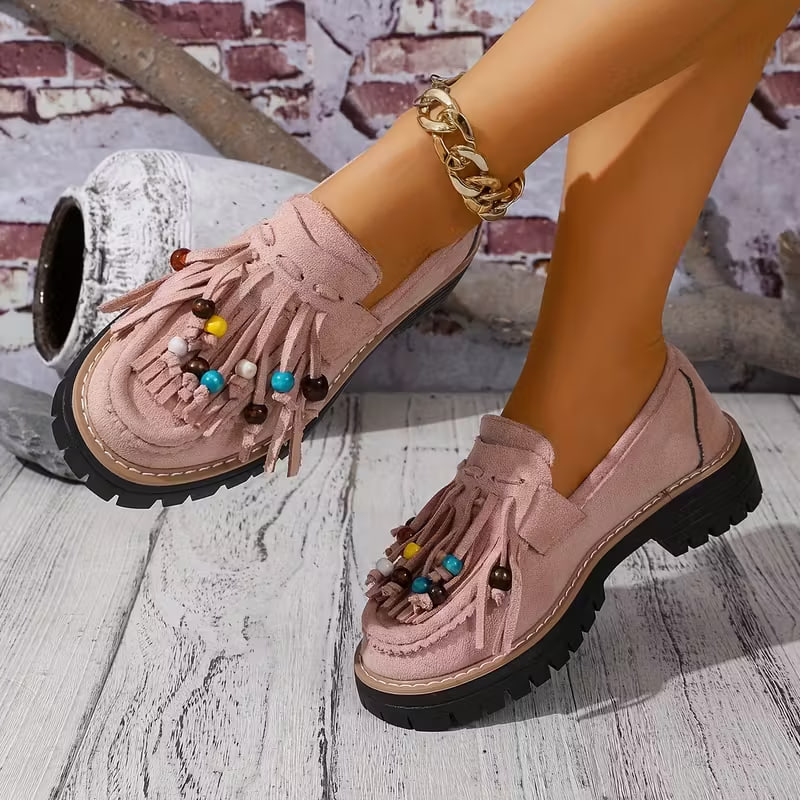 Women'S Plus Size Casual Loafers, Slip-On Shoes, Classic Tassel Design