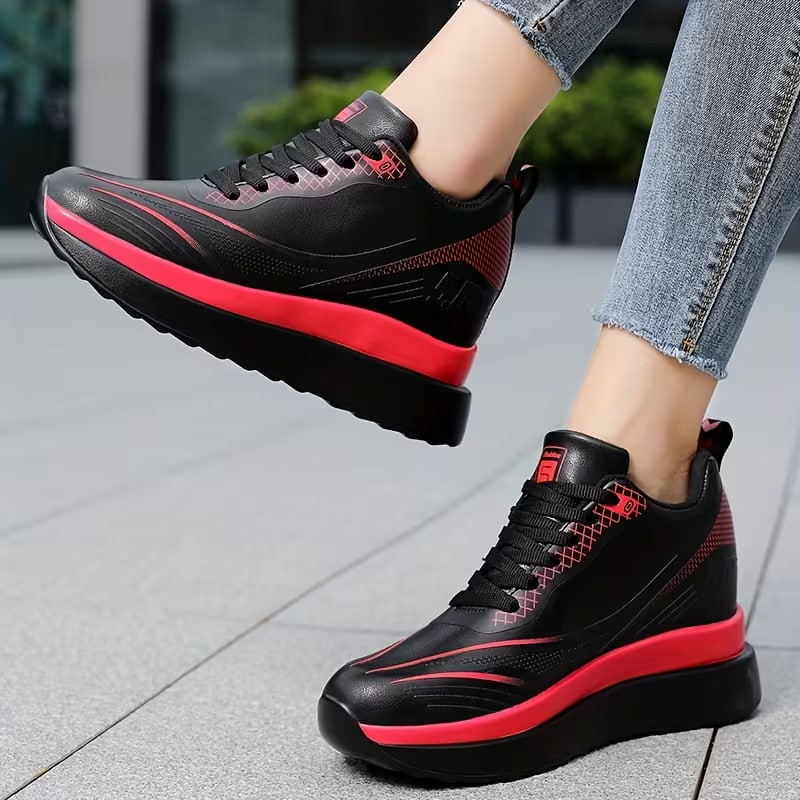 New Thick-Soled Petite Height-Increasing Spring/Summer Light Luxury Black Women'S Shoes Genuine Sponge Cake Casual Sneakers
