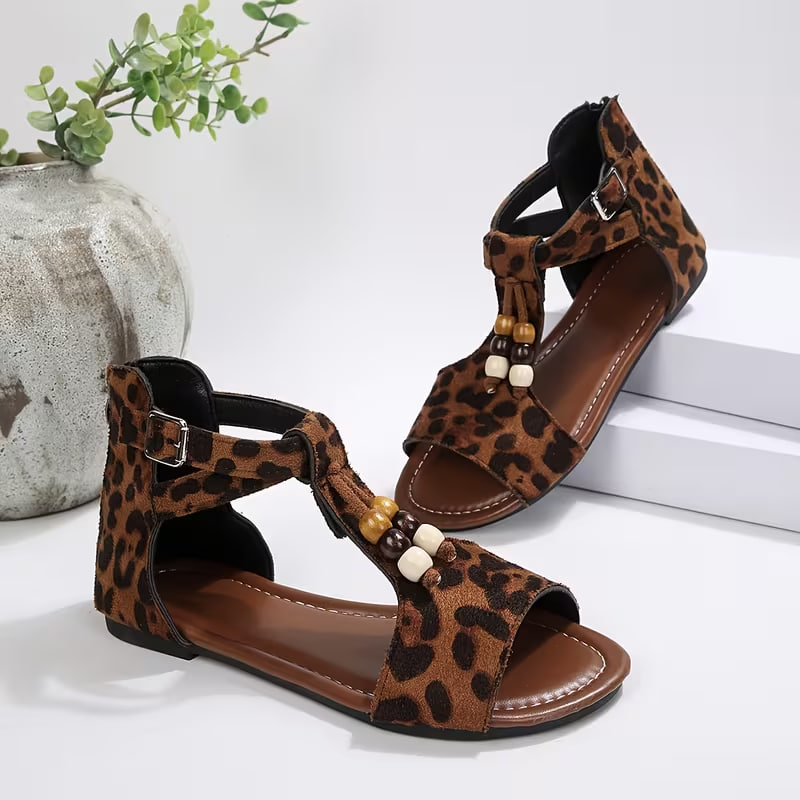 New Summer Flat Sandals for Women in Leopard Print