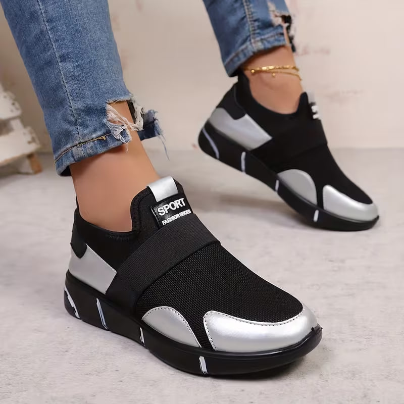 LYYSB Women'S Slip-On Sneakers | Lightweight Knit Upper, Pointed Toe Design, Arch Support 
