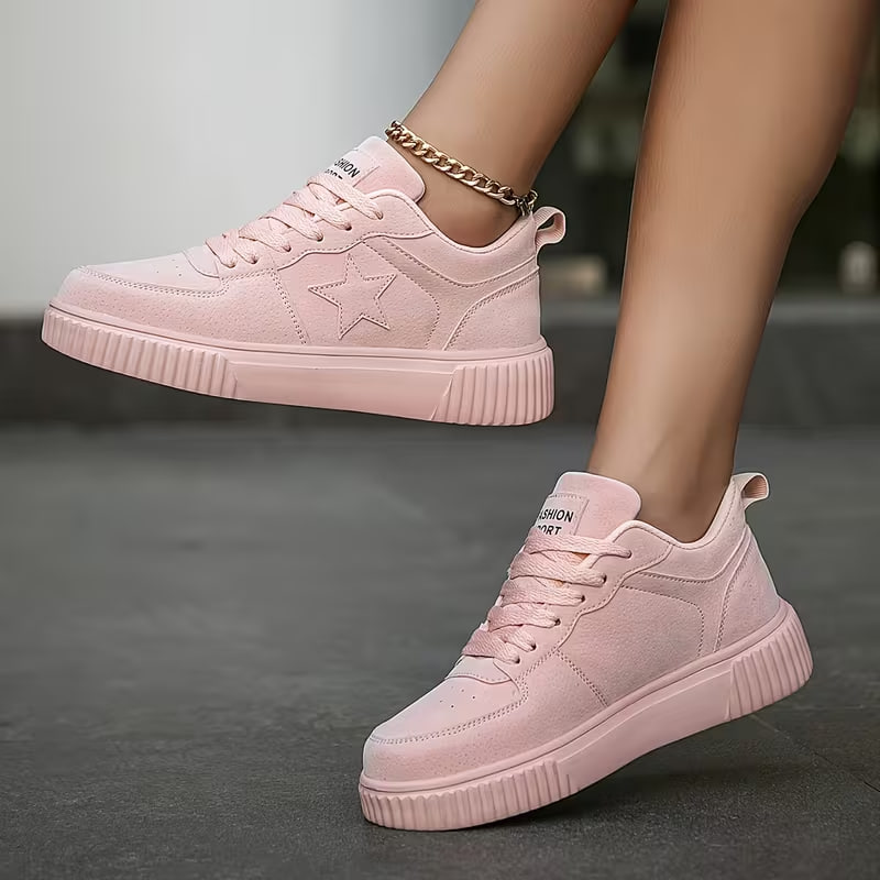 Women's Fashion Purple Spliced Casual Sneakers - Lightweight, Comfortable Lace-Up Platform Shoes for Casual Attire