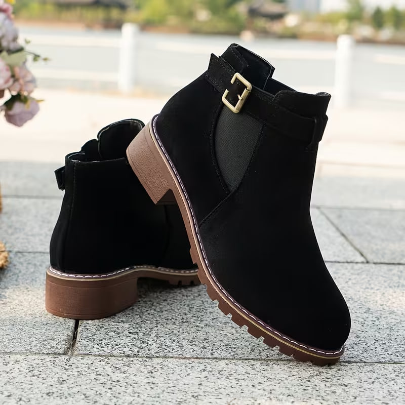 Autumn And Winter New Style Chunky Heeled Versatile Elastic Boots for Women in Large Sizes