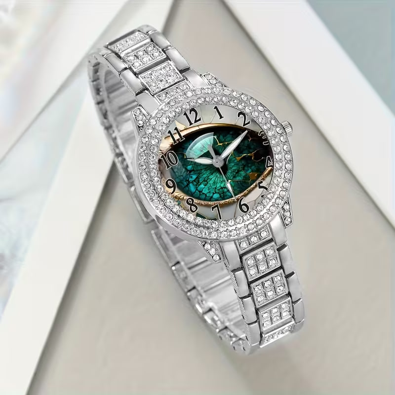 1pc Women'S Fashion Exquisite Round Dial Quartz Watch 