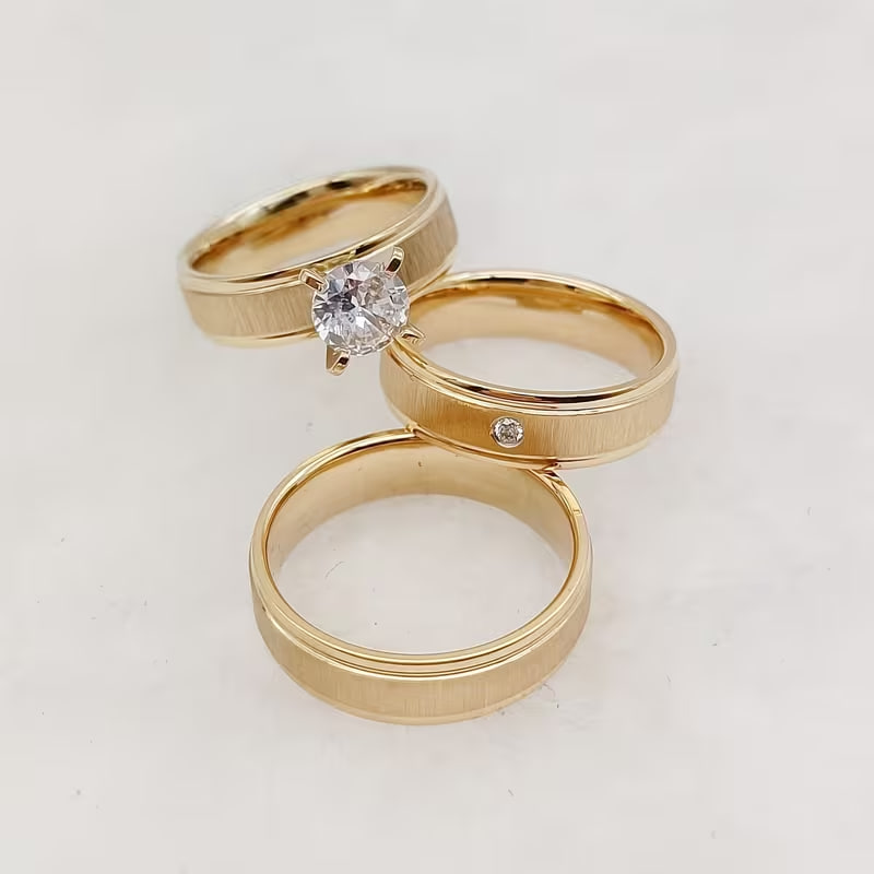 Single-Piece Wedding Ring Set for Men and Women, Fashionable 18K Gold