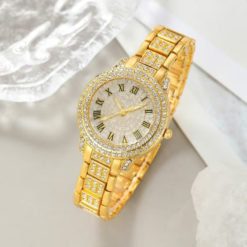 2pcs New Fashionable And Elegant Round Quartz Watch And Bracelet
