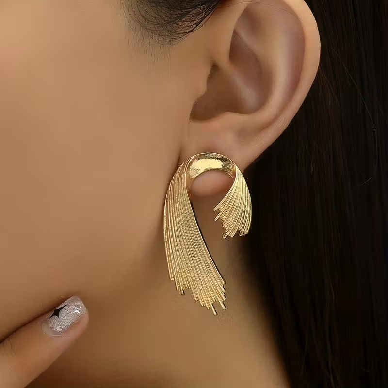 A Pair of Stylish And Creative Metallic Earrings with a Chic Vibe.