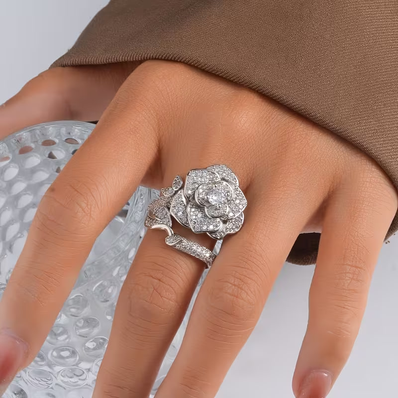 1pc Elegant Flower Adjustable Rings for Women
