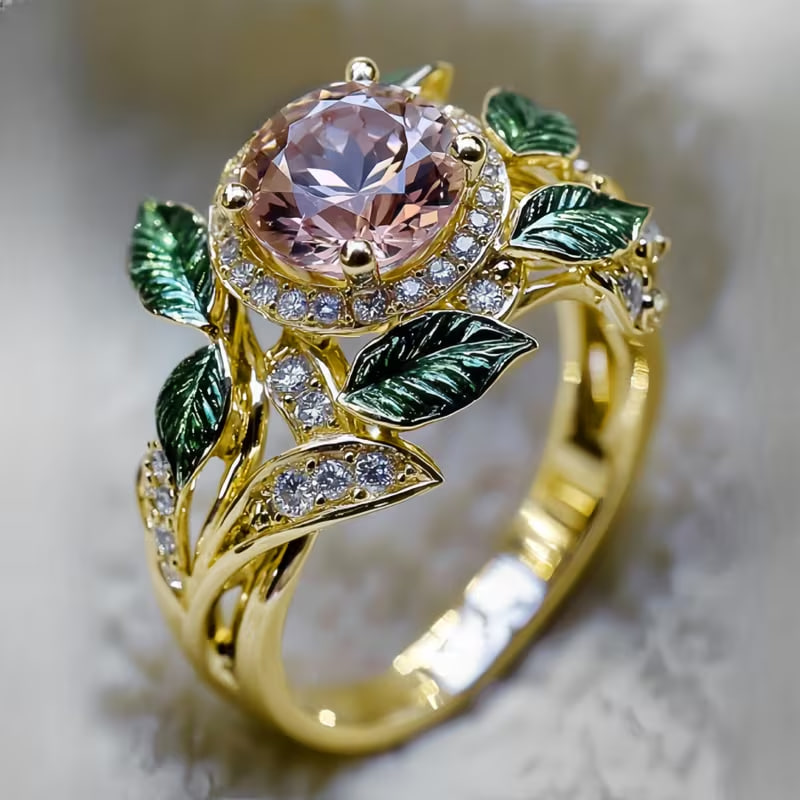 1pc Fashionable Exquisite 14K Golden Plated Fairy Engagement Ring