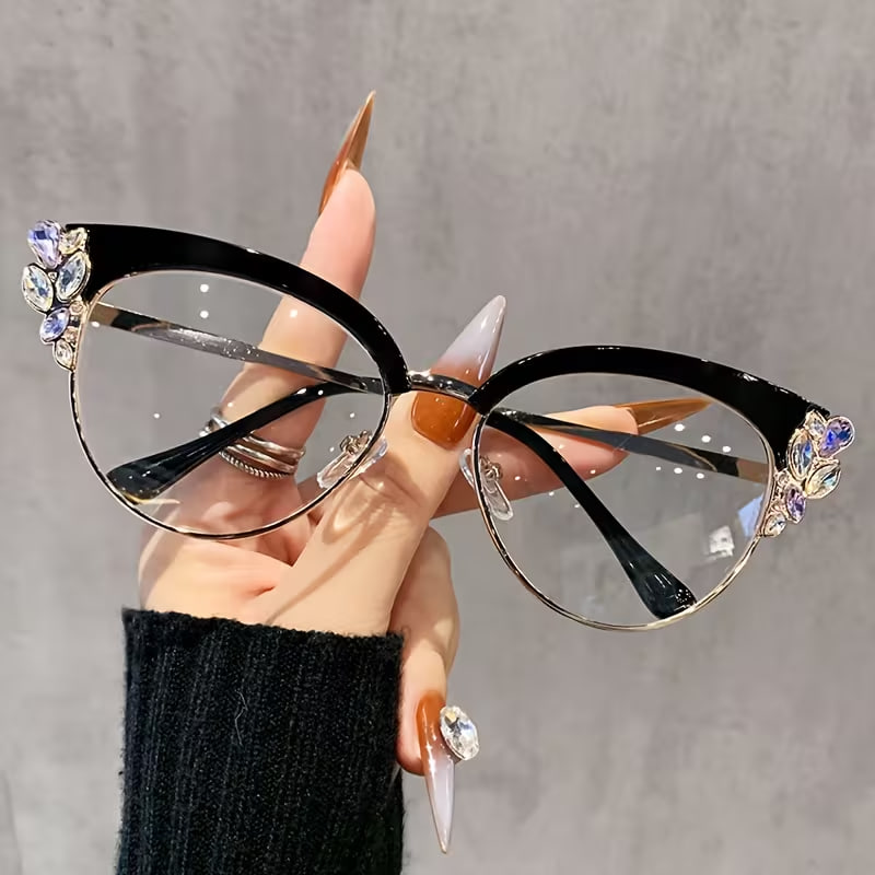 Cat-Shaped Fashion Plain Glasses Large Frame Men And Women Decorative Glasses Frame Easy And Generous
