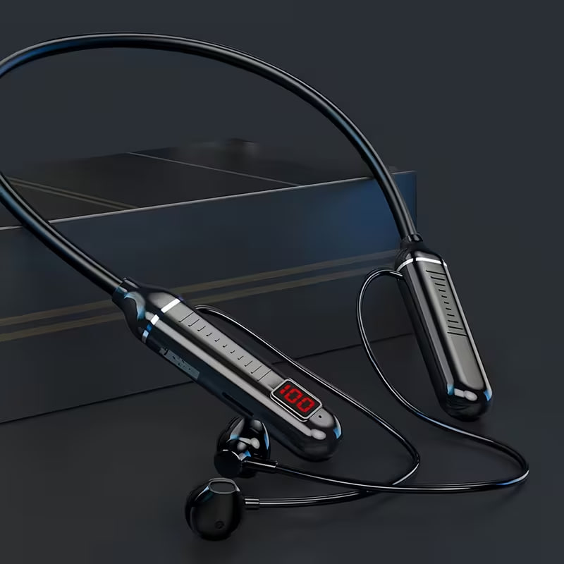 With LED Display Wireless Neckband Headphones