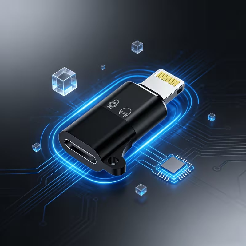 3pcs Black Apple Lightning to Type-C Mini Portable OTG Adapter