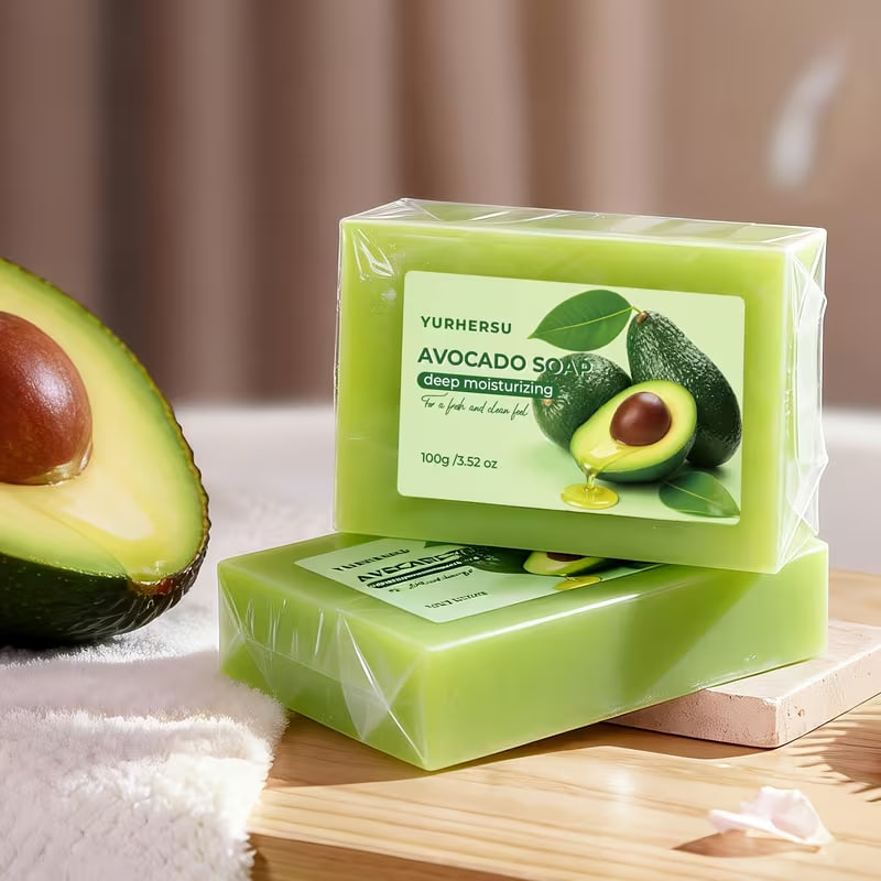 Avocado Soap Bar with Avocado Extract, 3-in-1 Cleanser for Face, Body & Hair