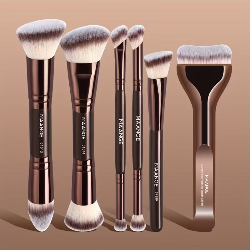 MAANGE 6pcs Professional & Beginner Makeup Brush Set with Kabuki Brush 