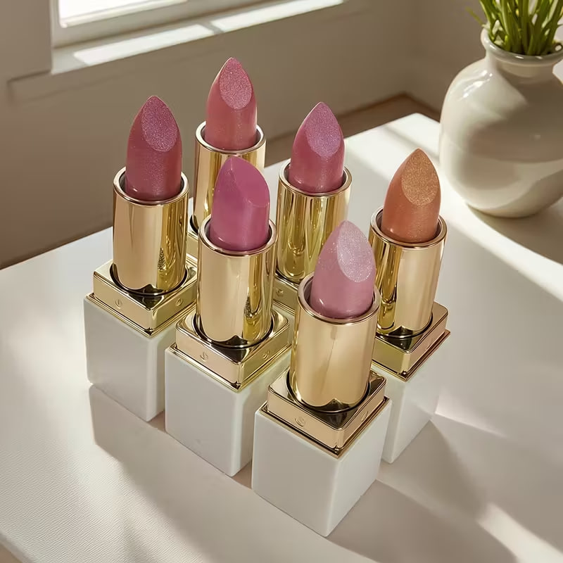 6pcs SAM SUGAR Coral Pearl Shimmer Lipstick 