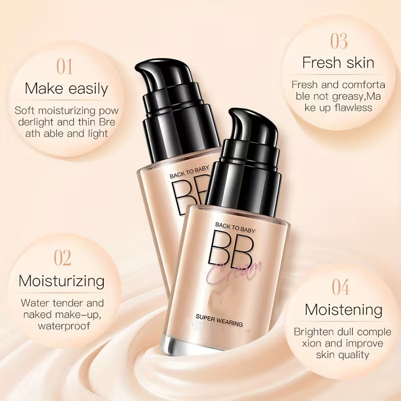 3pcs Makeup Set BB Cream Liquid Foundation And Finishing Powder And Beauty Egg Moisture Isolating Cream Concealer Cream Super Durable And Impeccable Cream