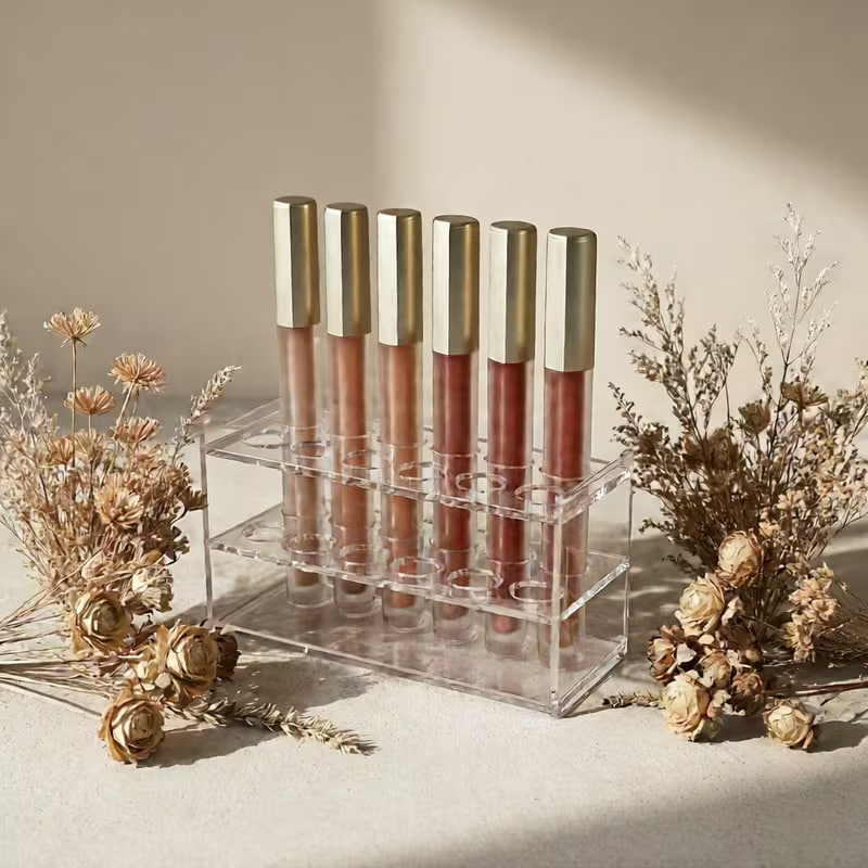 Acrylic Lipstick Storage Rack Single Layer Non-slip Base 12 Compartments Lipstick Holder Transparent Cosmetic Shelf