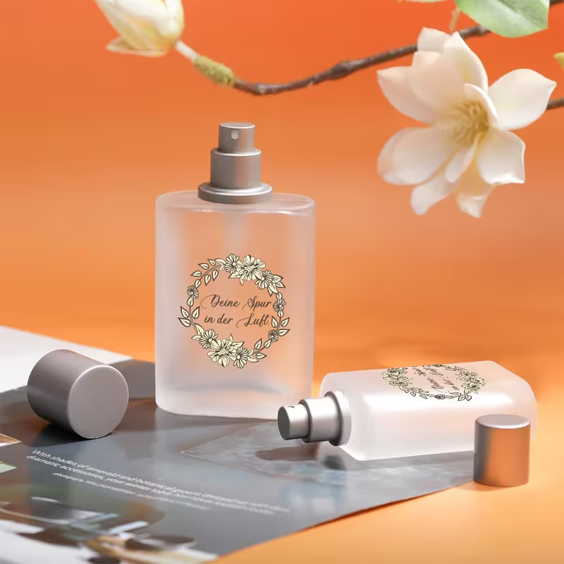 1pc 1.01oz/30ml Simple German Design"Deine Spur in Der Luft" Frosted Glass Spray Bottle
