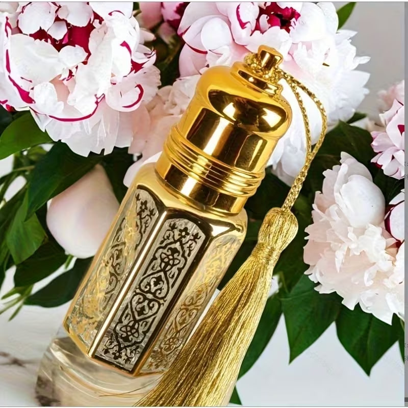 5pcs Mini Golden Essential Oil 3ml Roller Bottle Set with Tassel Decoration