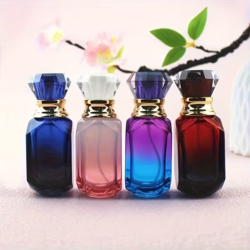 10pcs 30ml Perfume Spray Bottles, Random Gradient Colors, High-End Refillable Glass Empty Bottles, Luxury Press-Type Large Capacity Spray Bottles