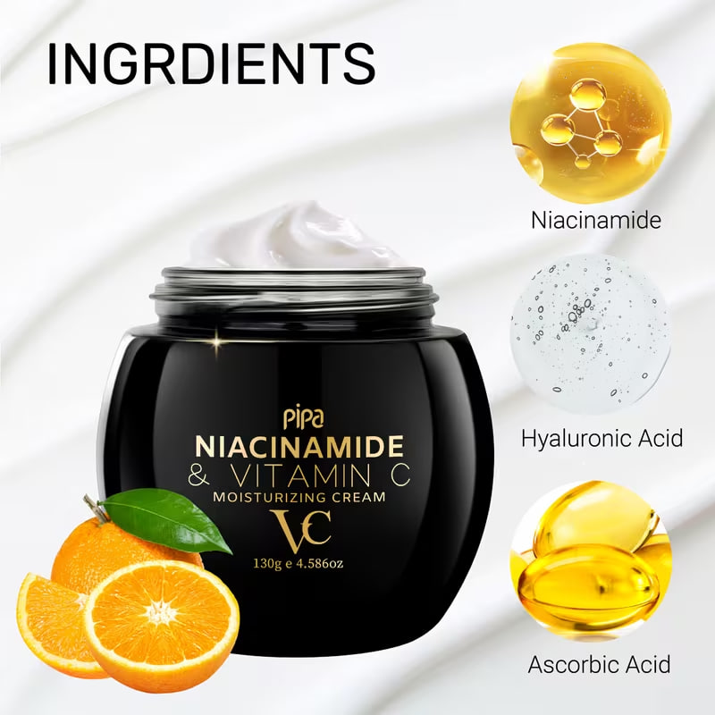Niacinamide And Vitamin C Cream, Enriched with Vitamin C, Centella Asiatica, Niacinamide, And Aloe Vera, Provides Dual Hydration Day And Night