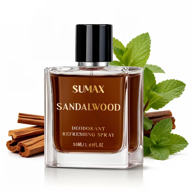 50ml Men's Sandalwood Body Deodorant Spray for Underarms and Body, Long-lasting Woody Fragrance, Moisturizing, Easy to Absorb
