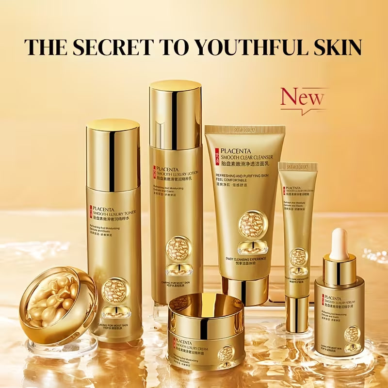 A Seven-Piece Skincare Set Featuring Placenta Essence