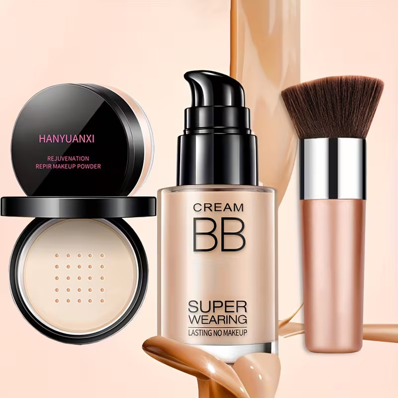 Flawless Face Makeup Kit- BB Cream & Makeup Powder & Brush