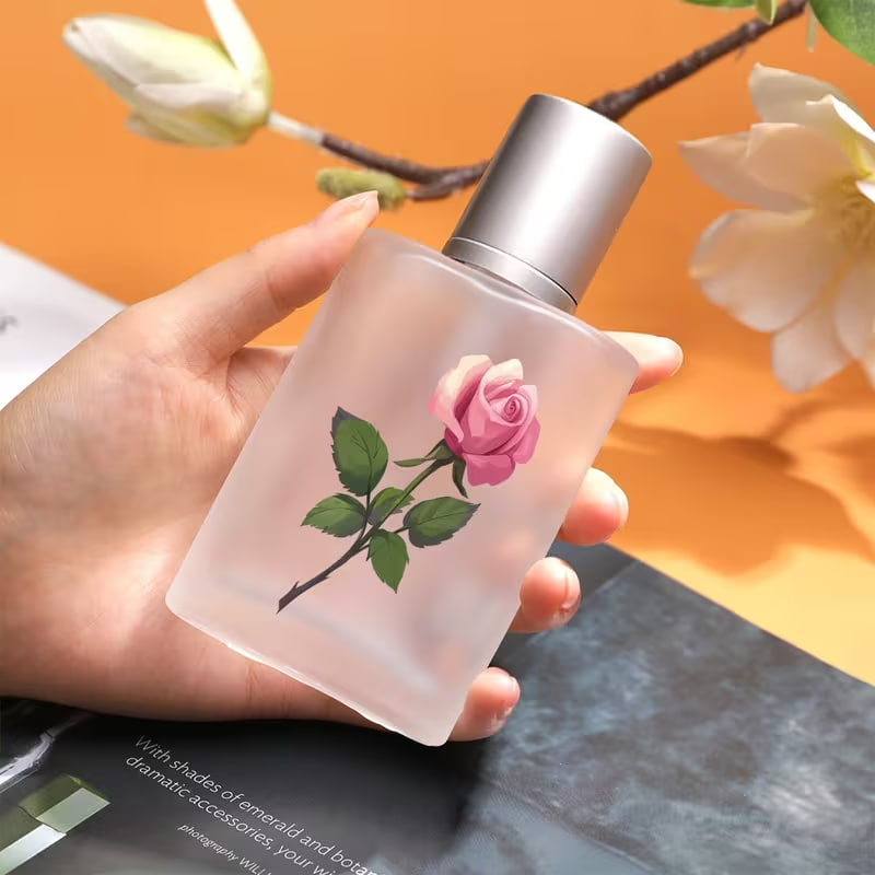 1pc a 1.01Oz/30Ml Frosted Glass Spray Bottle Featuring a Rose Floral Pattern