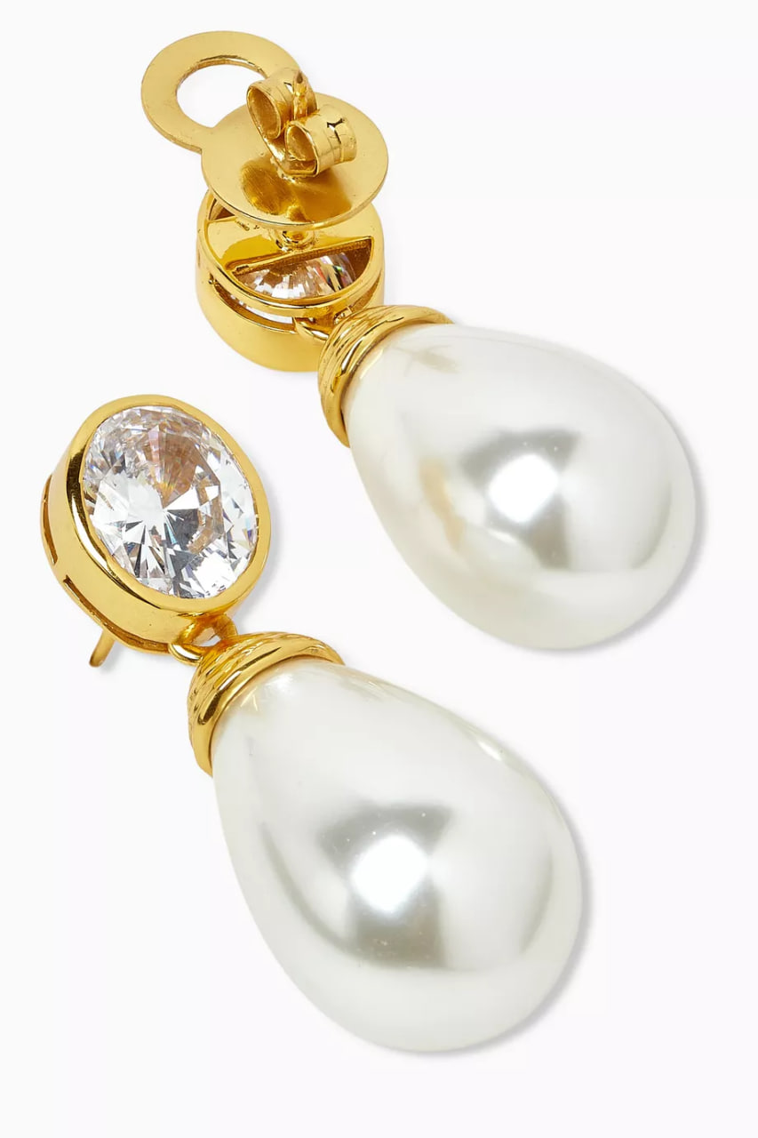 Kaielle Pearl Drop Earrings in 22kt Gold-plated Brass