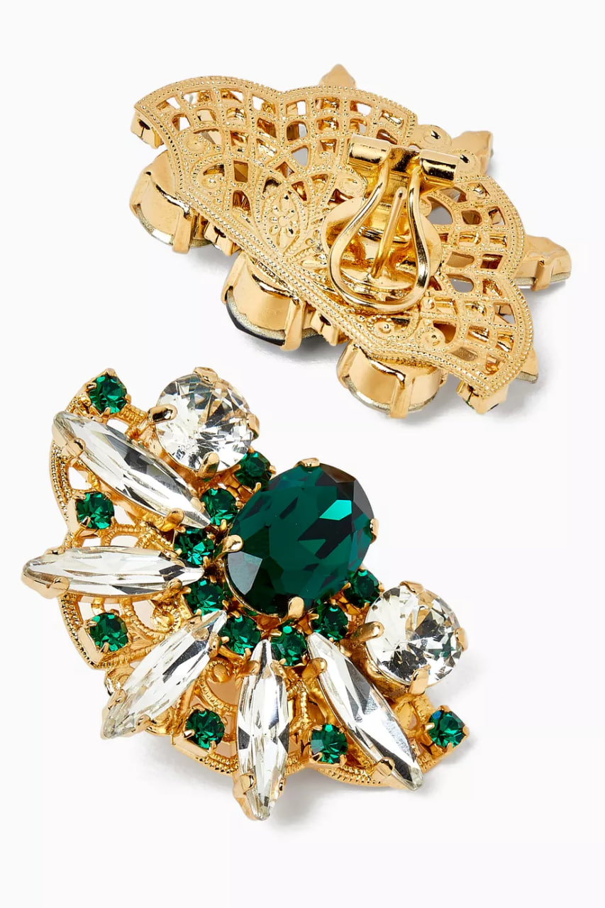 Omega Fan Stud Earrings in 18kt Gold-plated Brass