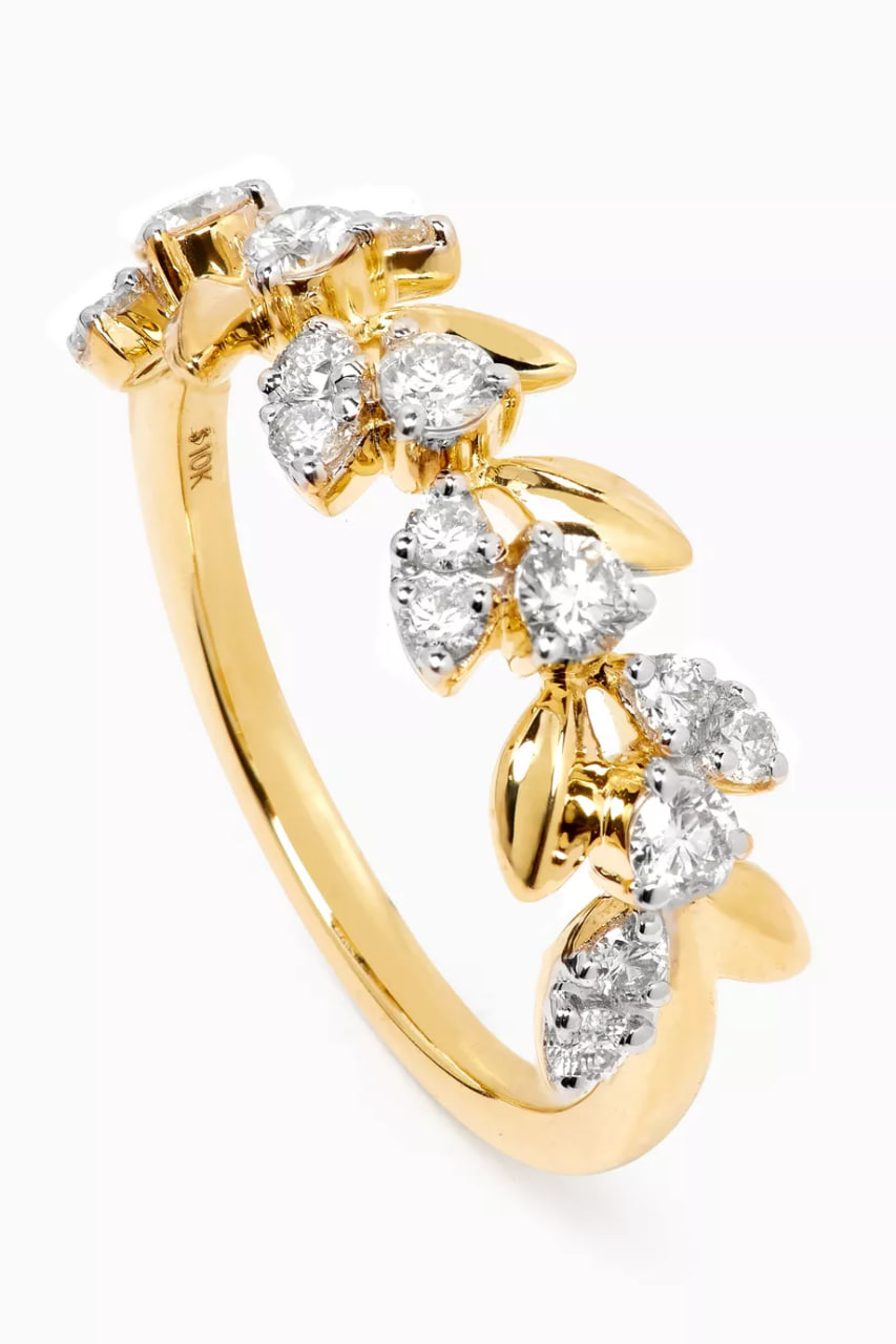 Flower Crown Diamond Ring in 10kt Gold