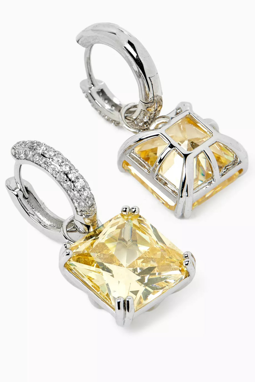 Valery Drop Huggie Earrings in Rhodium-plated Metal