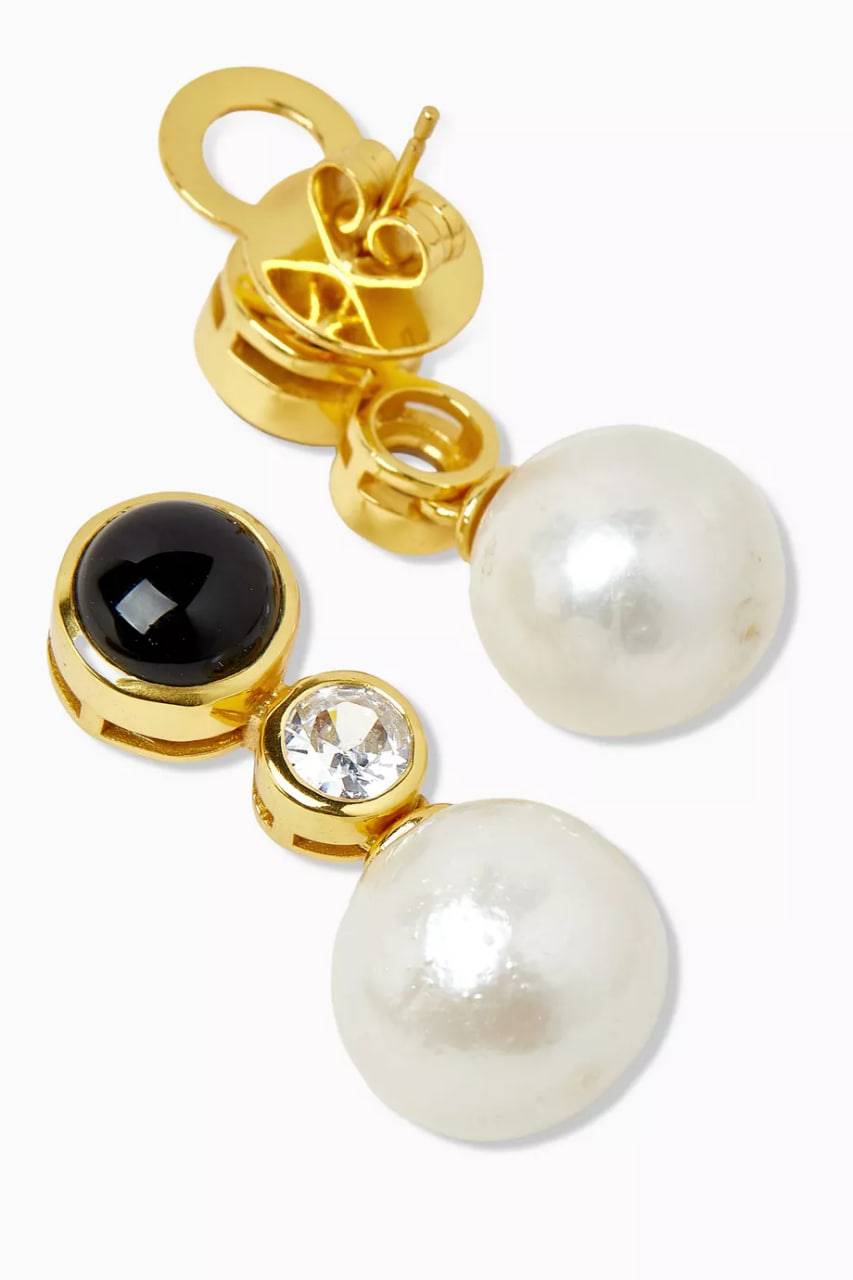 Misia Pearl Clip Earrings in 22kt Gold-plated Brass