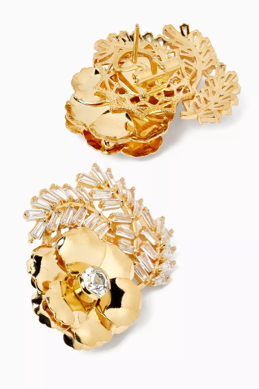 Flower Stud Earrings in 18kt Gold-plated Brass